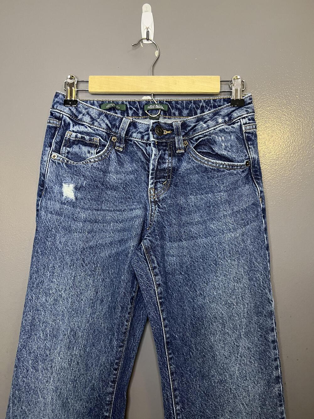 Wild Fable Low Rise Bootcut Jeans Womens 0 Stone Wash Blue Distressed Denim